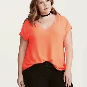Torrid Neon Orange Chiffon Blouse